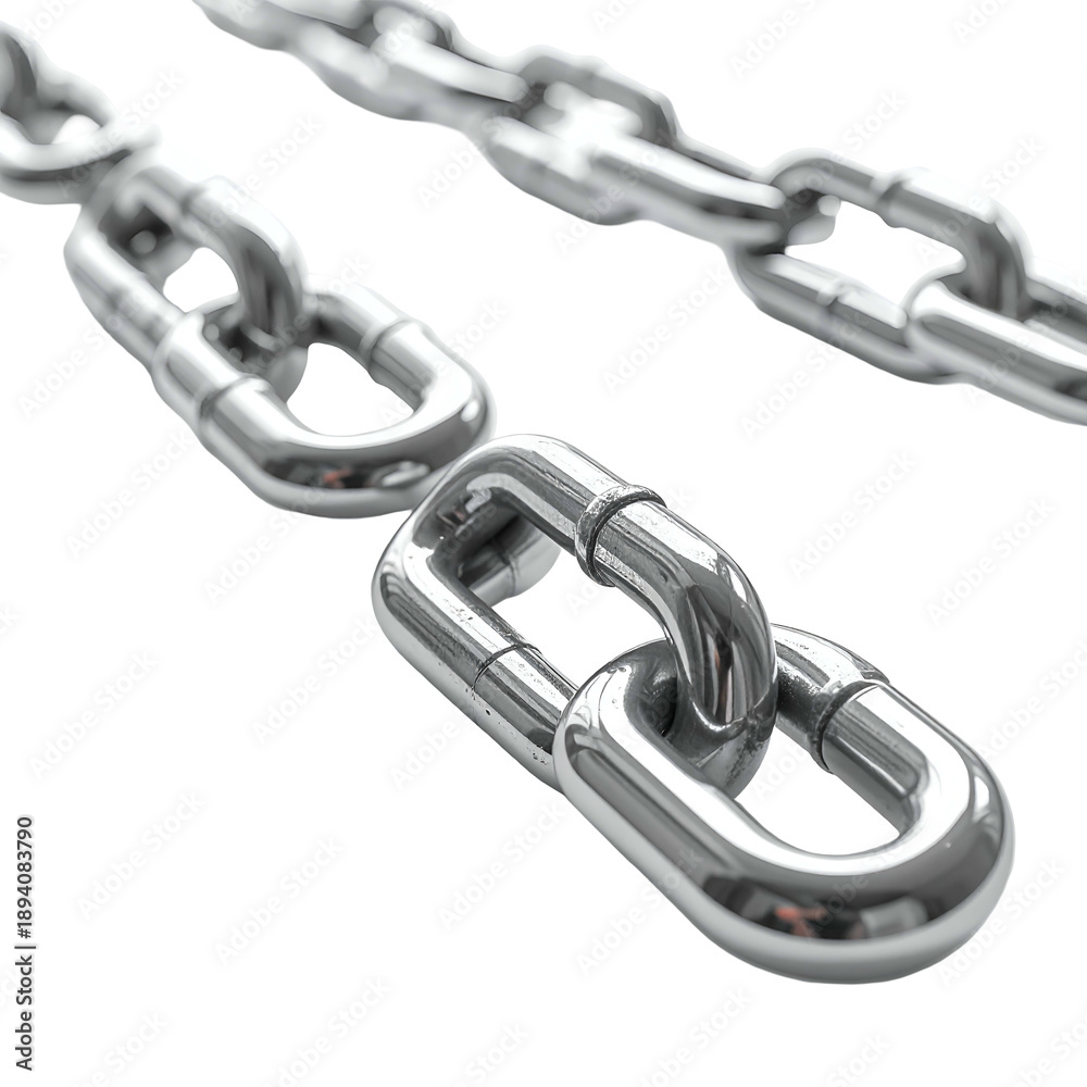 Obraz premium Close-up of shiny, metallic chains against a black background, with links in sharp focus