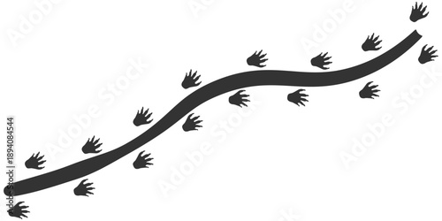 Footprints of Animal, Traces of a Beaver on white background. Beaver silhouette animal tracks. Paw Print. Vector illustration. EPS10.