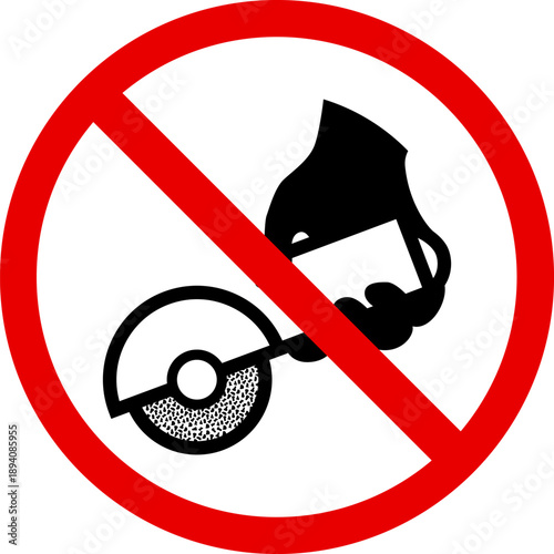 No grinding symbol prohibition sign for hazardous work safety warning icon for construction and industrial use isolated on white background