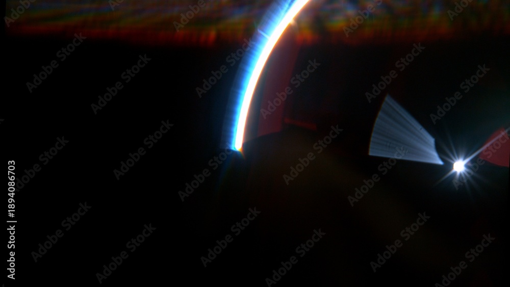 Fototapeta premium Real Lens Flare Reflections for Overlay or Transition Isolated on Black
