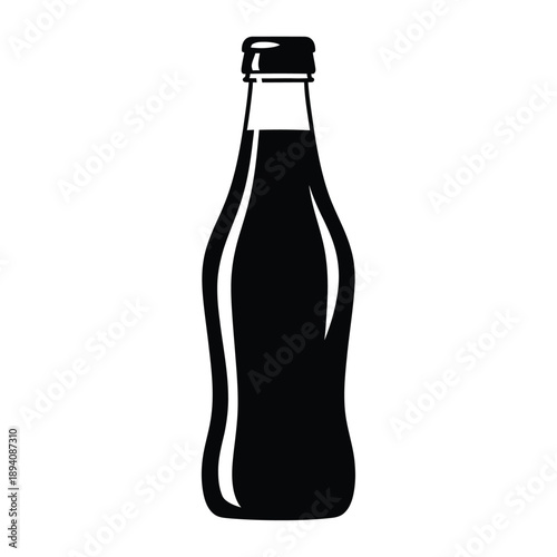 Black silhouette of a soda bottle with a cap