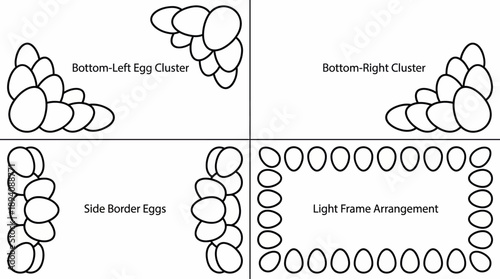 Egg arrangements in different patterns. Spring Vector Packs. EPS Editable