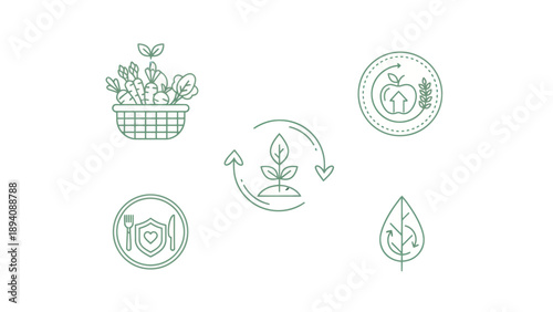Eco friendly icons with plants growing. Spring Vector Packs. EPS Editable