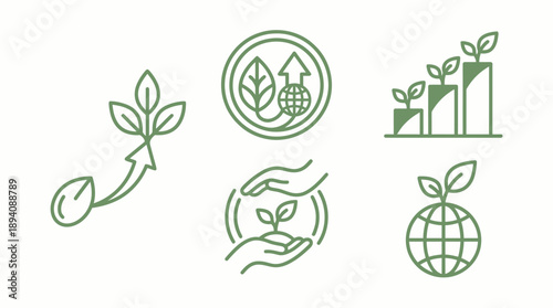 Eco friendly sustainable green icons set 1. Spring Vector Packs. EPS Editable