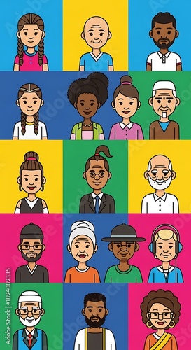 Diverse Faces - A Colorful Collection of Illustrated Portraits.