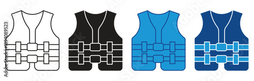  Life jacket icon set. Safety vest icon. Road vest icon , isolated on white background. Vector illustration.