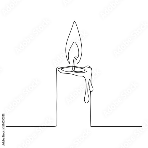 burning candle on a white background