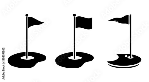 Golf Hole Flag Icon Set Vector Illustration