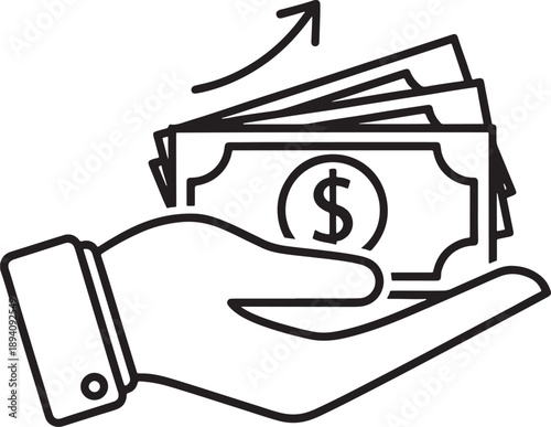 Hand Holding Cash Flow Icon – Revenue Growth Income Symbol