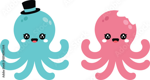 Cute Taco Outline Icon Set  Smiling Cartoon Taco Characters