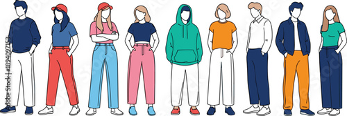 Diverse collection of professional business people office teams travelers with luggage musicians and active friends for corporate and lifestyle concepts