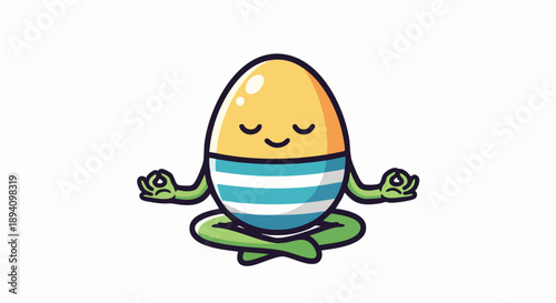 Cute Easter Egg Meditating in Lotus Pose.