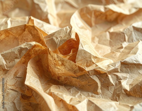 Wallpaper Mural A detailed, close-up view of heavily crumpled and aged brown paper texture. Torontodigital.ca