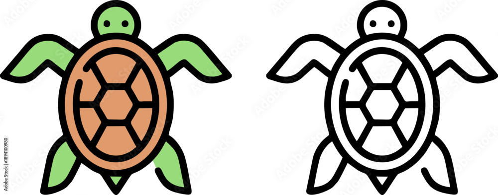 Obraz premium Sea Turtle Top View Icon