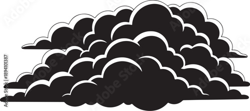 Black Clouds Silhouette on White Background Illustration Graphic Design