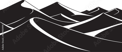 Minimalist Black and White Mountain Landscape Illustration Artwork Design