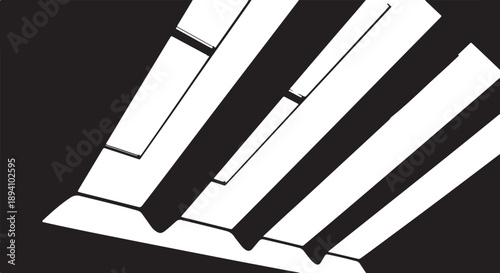 Piano keys in black and white close-up illustration