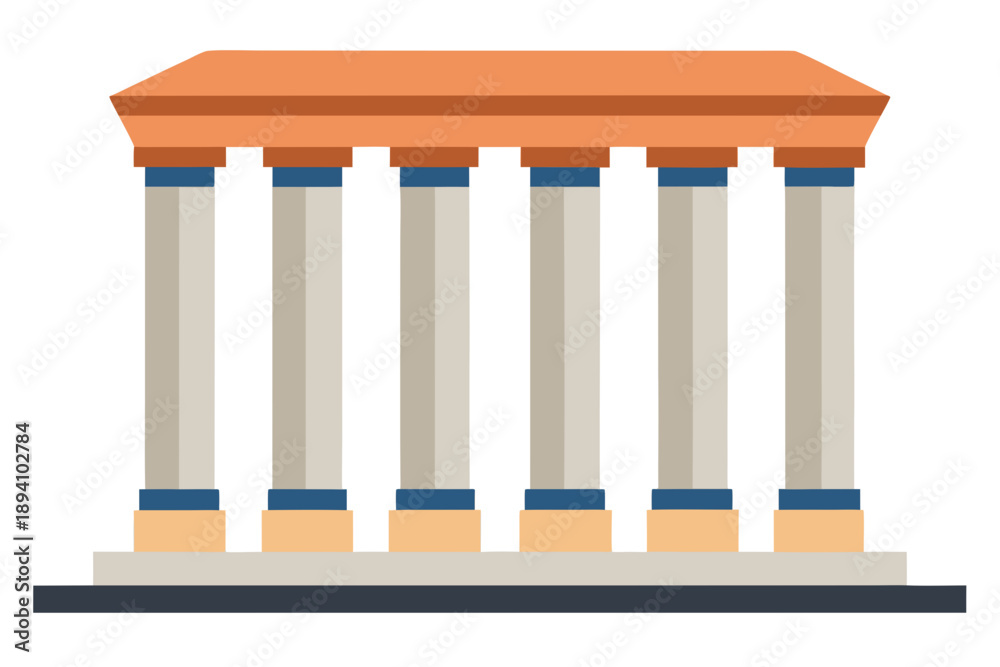 Fototapeta premium Ancient Temple Colonnade with Repeating Stone Pillars