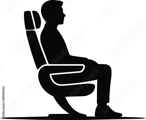 Silhouette Of A Man Sitting In An Airplane Seat With Headrest passenger travel