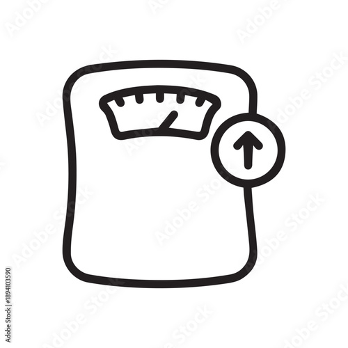 Weighing Machine Line Icon. Weight Gain Concept. Weight Control Concept Linear Pictogram. Bathroom Floor Scales Outline Icon. Editable Stroke. Isolated Vector Illustration
