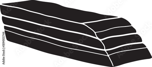 Stack of black books with white lines isolated background