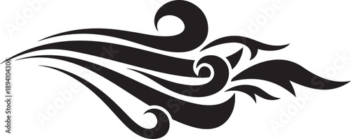 Tribal tattoo design with swirling black and white lines