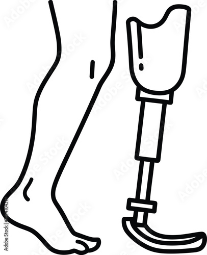 Prosthetic leg and human leg comparison illustration