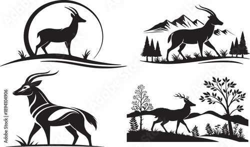 Wild animals collection set of animal silhouettes