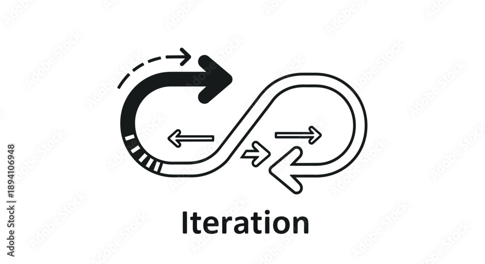 Fototapeta premium Iteration process symbol with arrows on white background