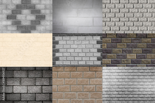 Fotografie Set of Different Brick Wall Background
