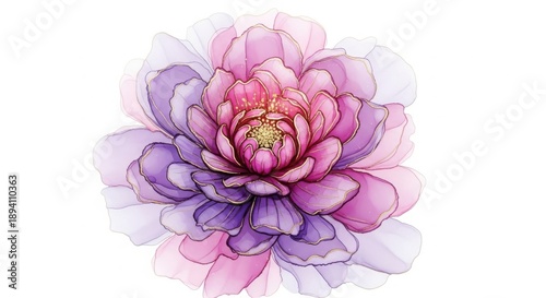 Ethereal watercolor flower illustration featuring delicate pink and purple petals