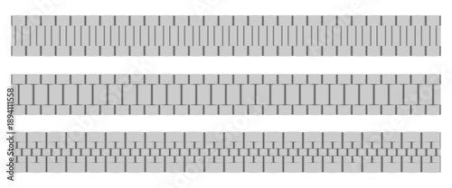 metal watch band or strap set vector illustration isolated on white background.