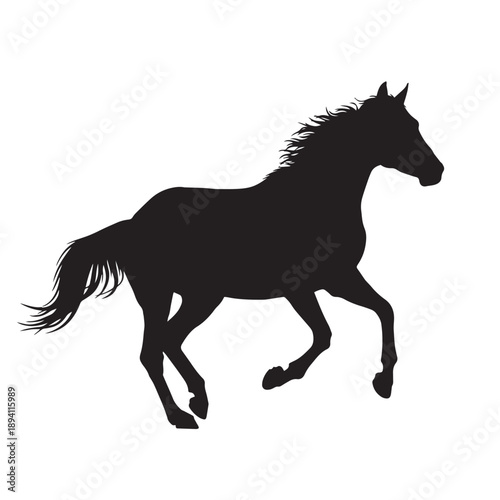 "Running Horse Silhouette – Flowing Mane and Dynamic Motion"