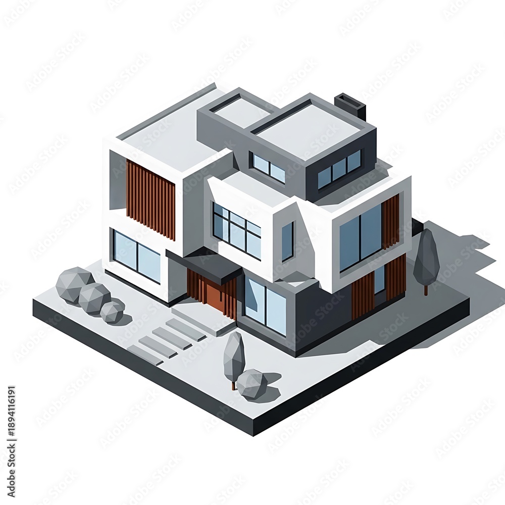 Fototapeta premium Modern 3D house architecture design model.