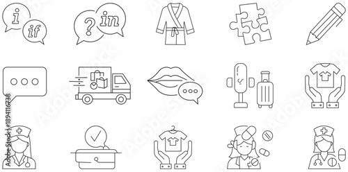 Line Icon Set: A comprehensive collection of meticulously crafted line icons, ideal for web design, app interfaces, and user-friendly visual communication.