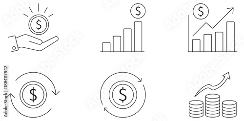 Money and Investment Icons: A curated collection of icons symbolizing financial growth, wealth management, and investment strategies.
