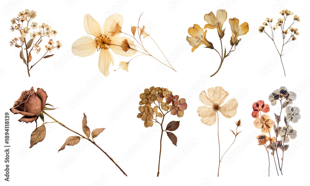 Fototapeta premium PNG Vintage dried floral botanical collection, transparent background