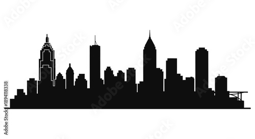 A striking black skyline view showcases iconic buildings and a bridge rendered as a dramatic silhouette high quality professional detailed modern