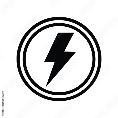 Black lightning bolt logo on a white background