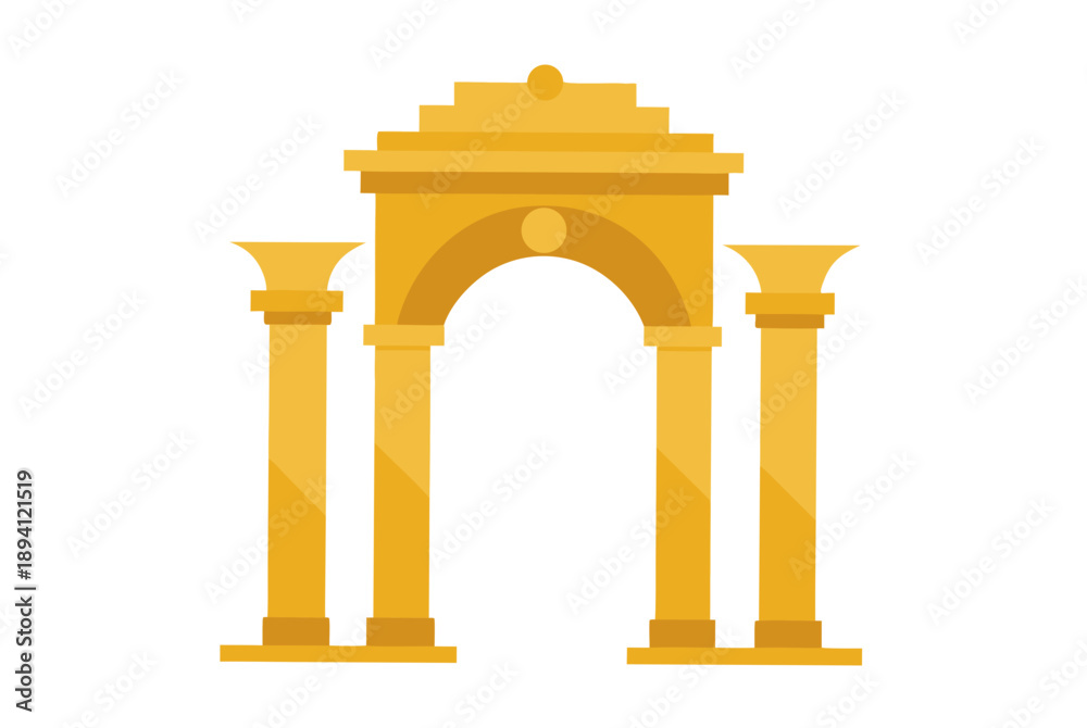 Fototapeta premium Luxury Golden Arch Gateway with Classical Columns