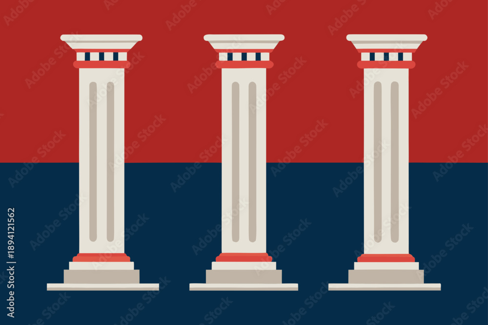 Obraz premium Marble Column Variations with Bases and Capitals
