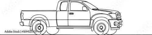 Pickup truck side view line drawing