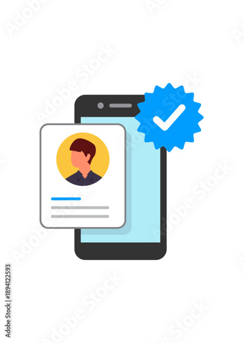 Secure Digital Identity Verification and Mobile Profile Authentication. Stock illustration