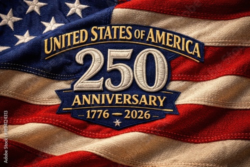 USA 250th Anniversary Embroidered Flag Design 1776 2026