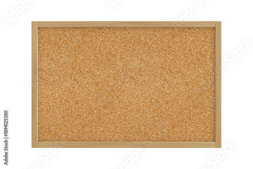 Cork board with wooden frame on white background. Isolated 3D illustration