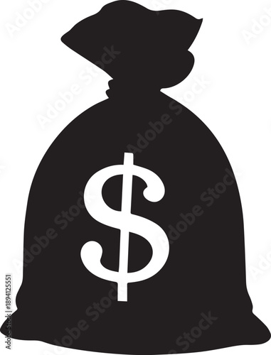 A striking black silhouette of abag,showcasing classic design on transparent background high-quality professional detailed modern elegant stylish