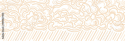 Cloud with rain. Vector line art graphic pattern