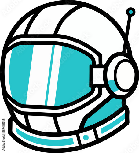 Cyan and white astronaut helmet mascot vector for gaming logos and e-sports team branding