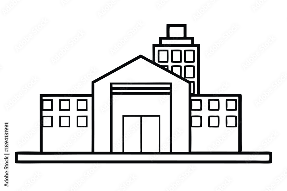 Fototapeta premium company building icon silhouette line art vector illustration with a white background