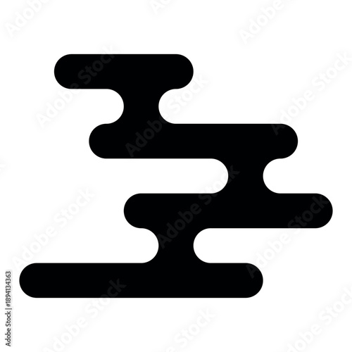 Stylized black mist form using layered horizontal rounded bar elements